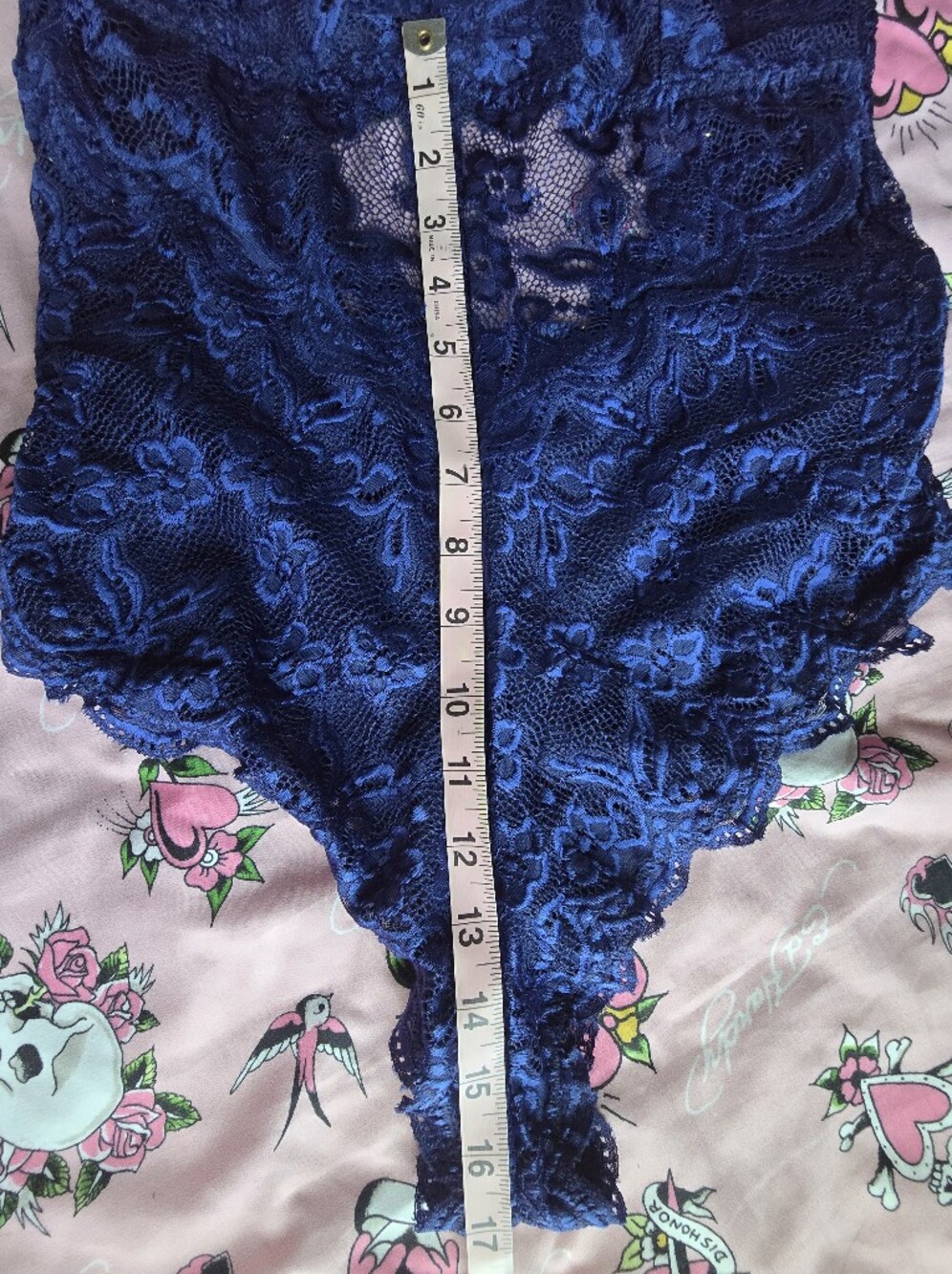 Navy Blue Lace Plunge Teddy Bodysuit - Women Intimates - Picture 9 of 9